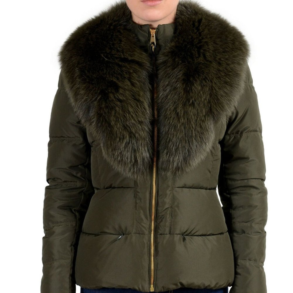 Versace Collection Down Fox Fur Collar Parka